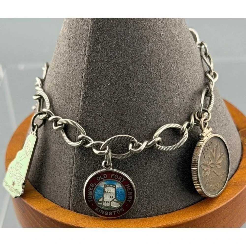 Vintage Canadian Sterling Charm Bracelet with Vintage Charms
